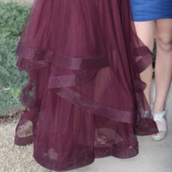 Maroon and Gold Formal Dress with loads of detail - Picture 3 of 16
